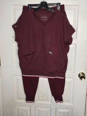 Mediclo Lanai Rib Band Scrub Set Both Top & Bottom Jogger Pant Large